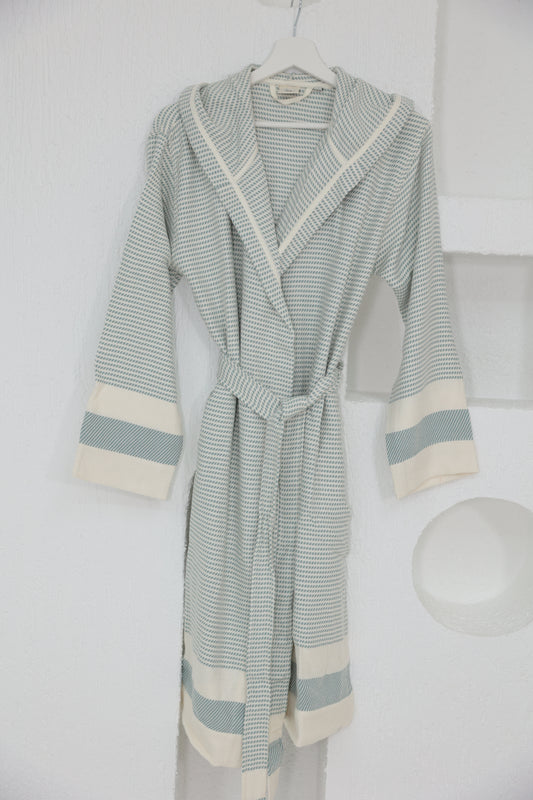 COTTON BLUE&WHITE BATHROBE image 1