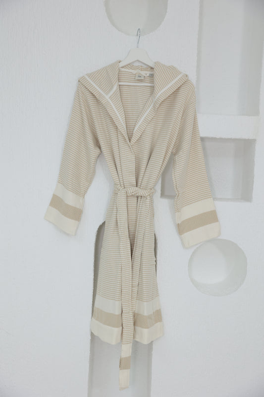 COTTON YELLOW&WHITE BATHROBE image 1