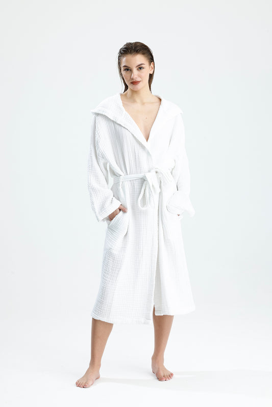 MUSLIN WHITE BATHROBE image 1