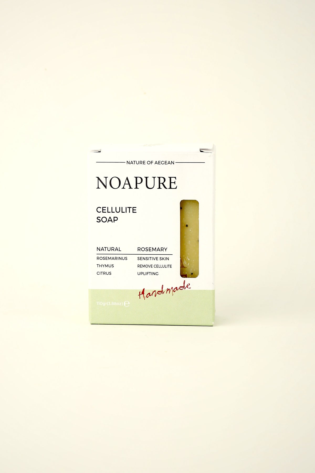 Boxed NoaPure Exfoliating Body Ritual Bar with pale green band and soap visible through package window