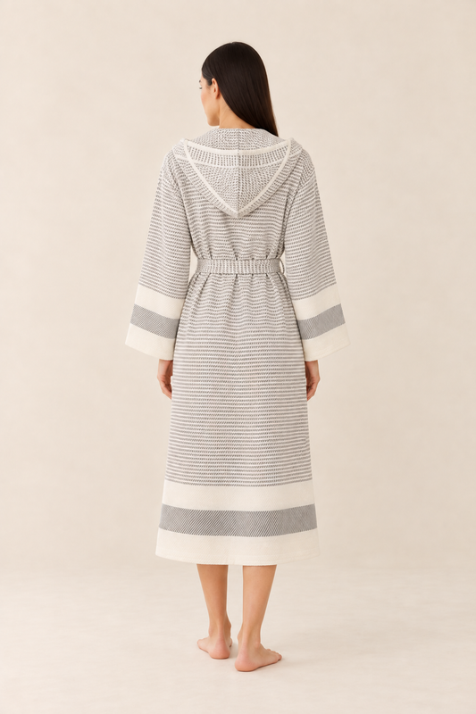 Cotton Gray & White Bathrobe