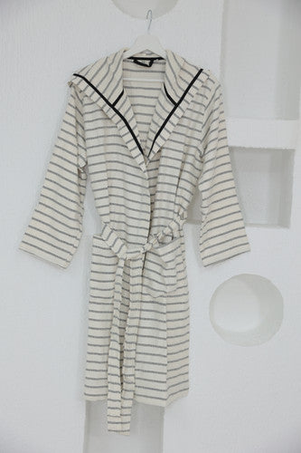 COTTON BLACK&WHITE BATHROBE