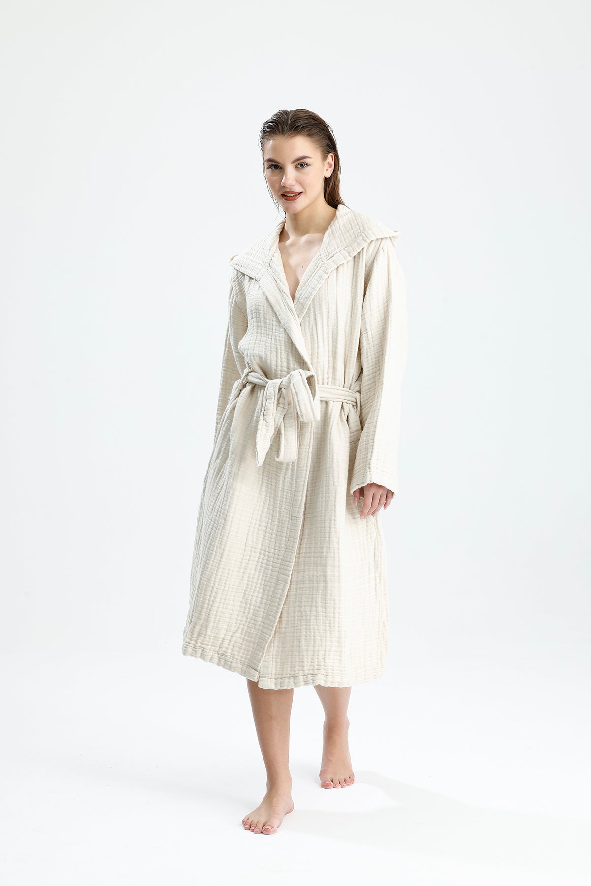 MUSLIN BEIGE BATHROBE image 6