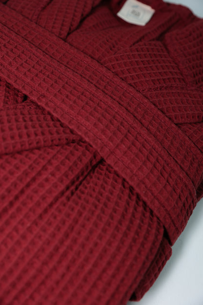 WAFFLE CLARET RED BATHROBE image 3