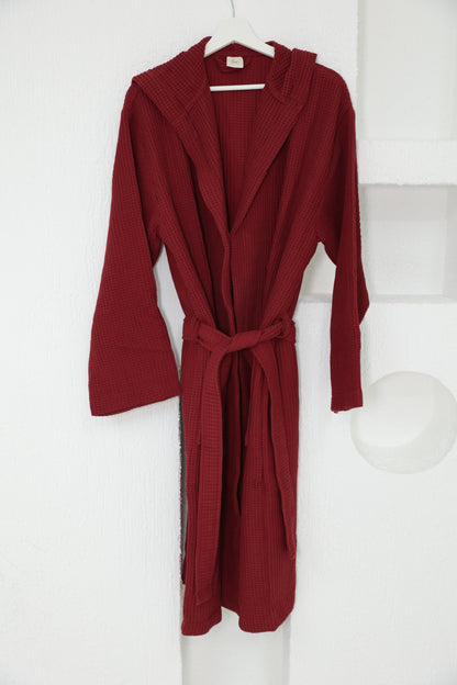 WAFFLE CLARET RED BATHROBE image 0