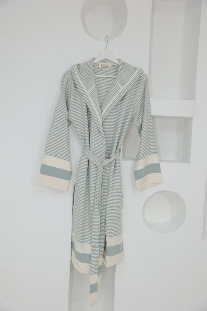 COTTON BLUE&WHITE BATHROBE image 0