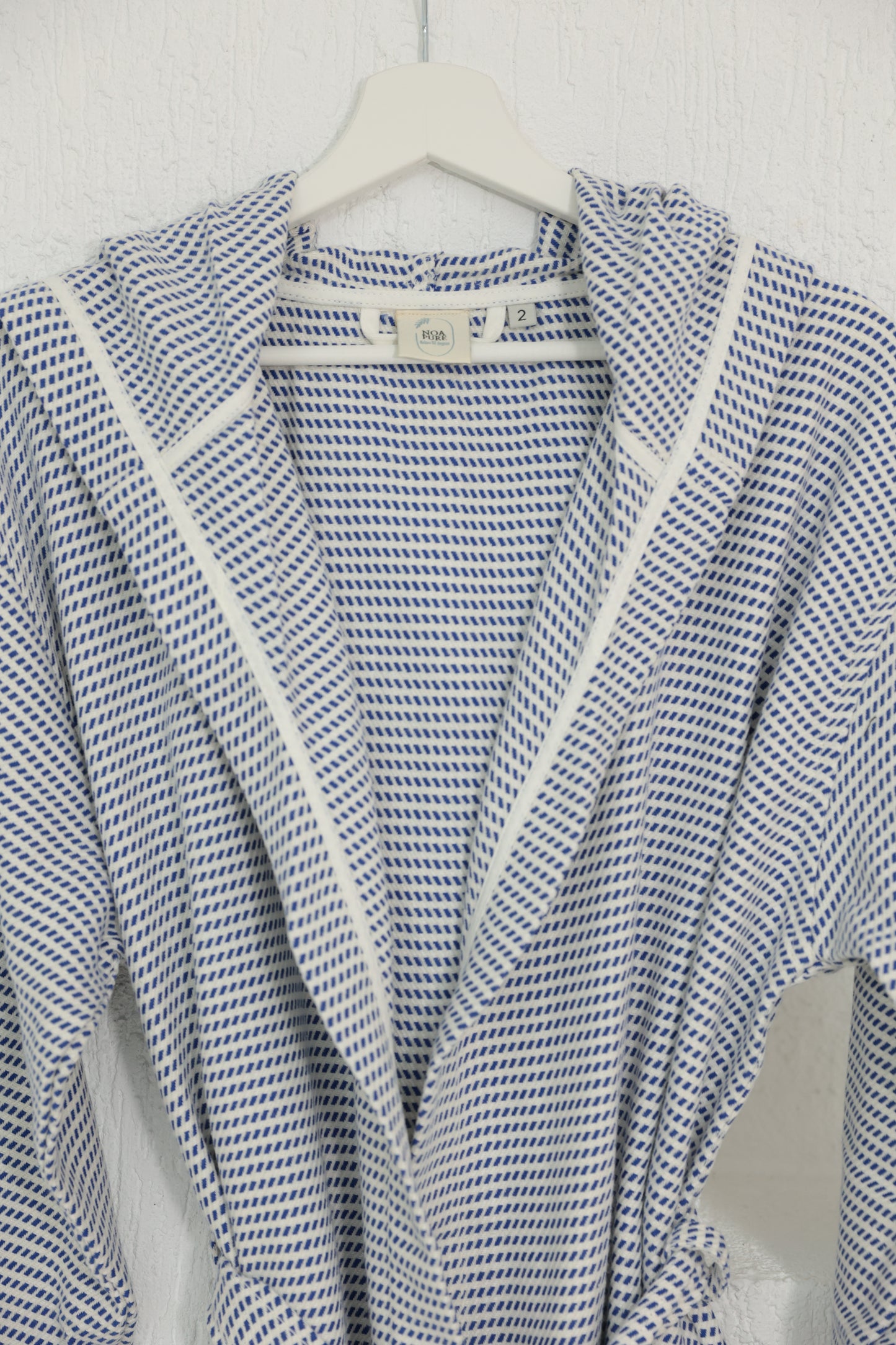 COTTON NAVY BLUE&WHITE BATHROBE image 2