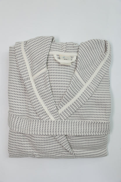 COTTON GRAY&WHITE BATHROBE image 2
