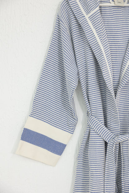 COTTON NAVY BLUE&WHITE BATHROBE image 1