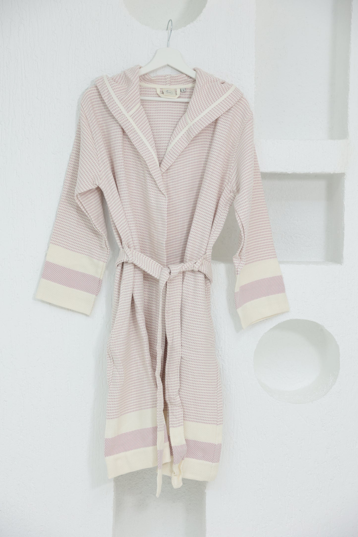 COTTON PINK&WHITE BATHROBE image 0