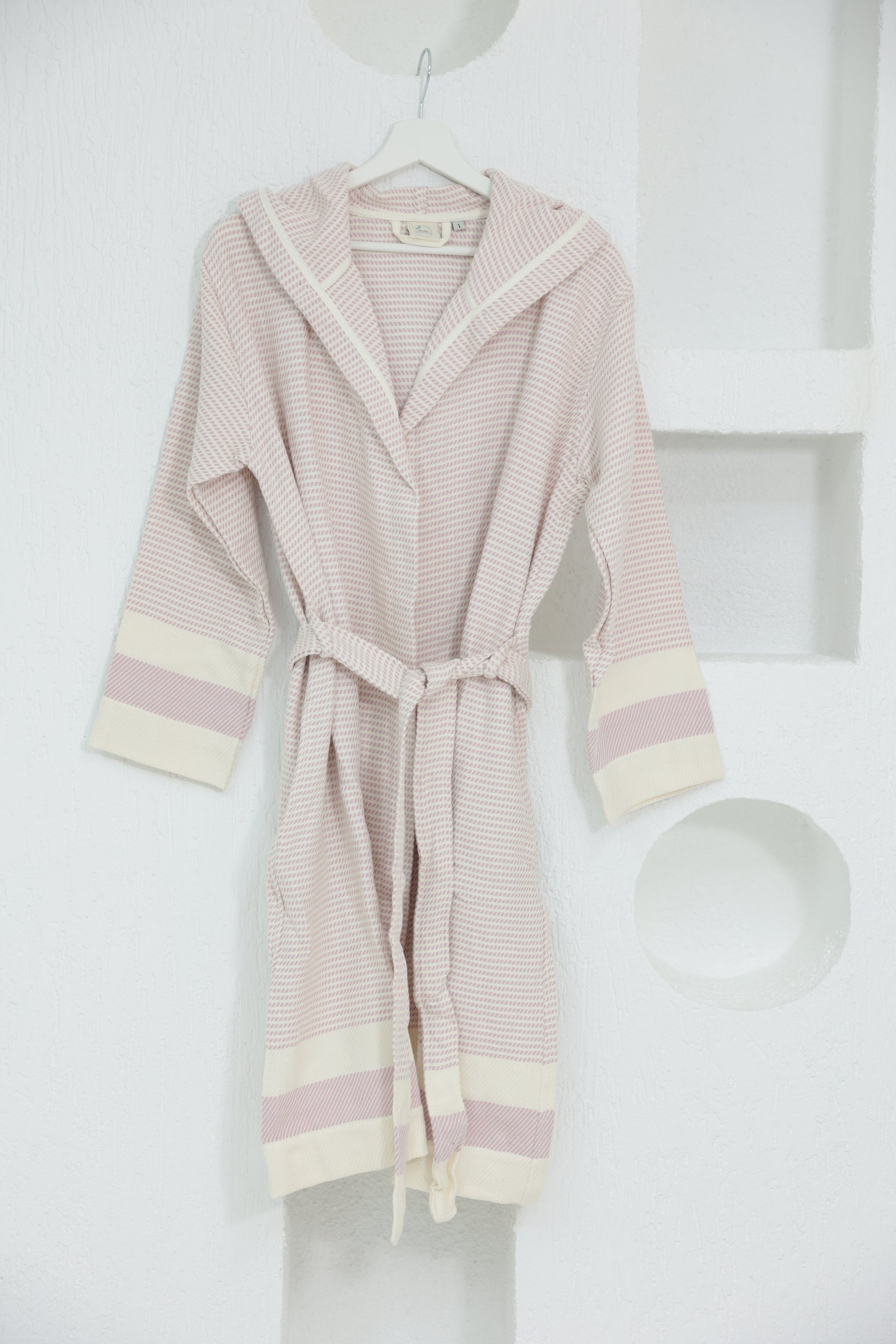 COTTON PINK&WHITE BATHROBE image 0