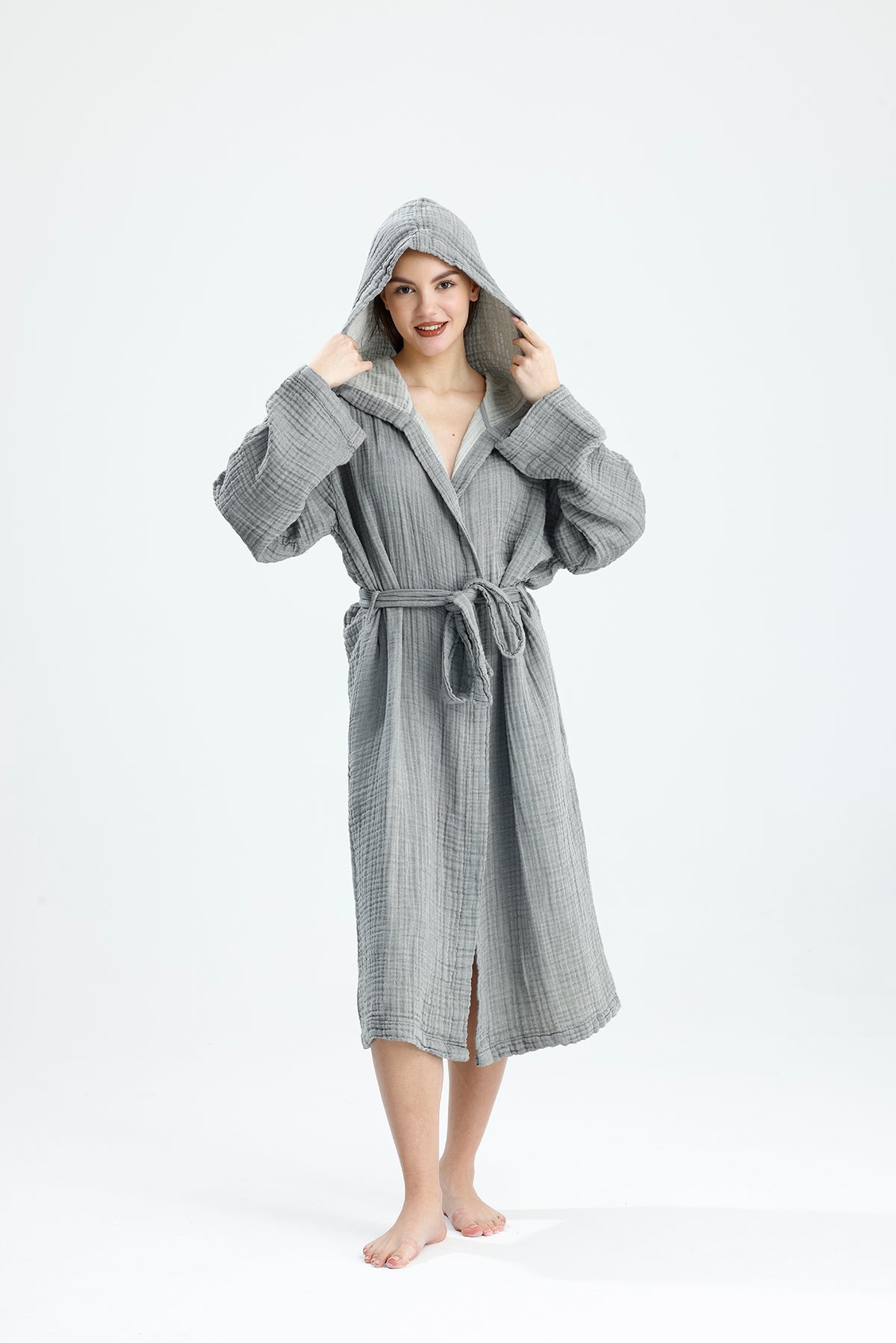 MUSLIN GRAY BATHROBE image 3