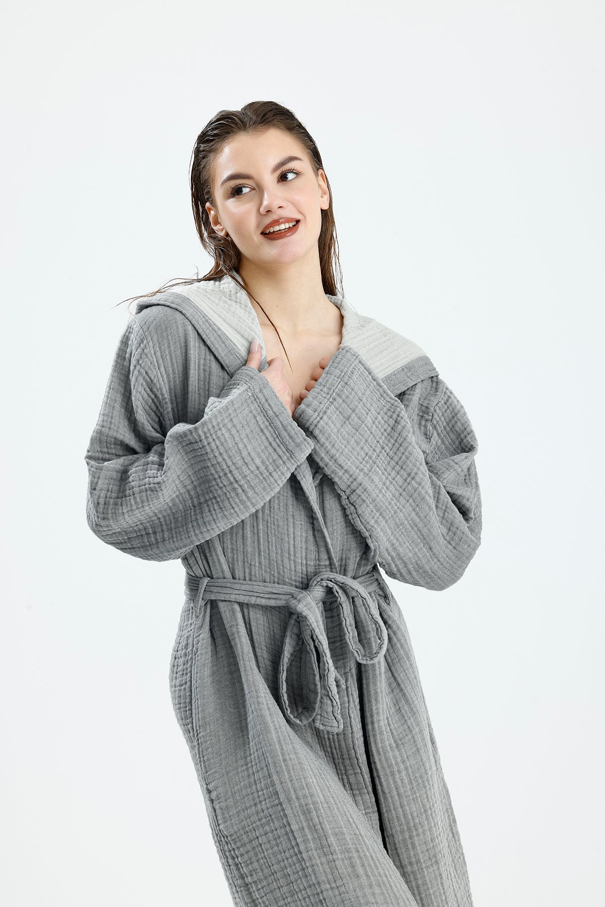 MUSLIN GRAY BATHROBE image 1