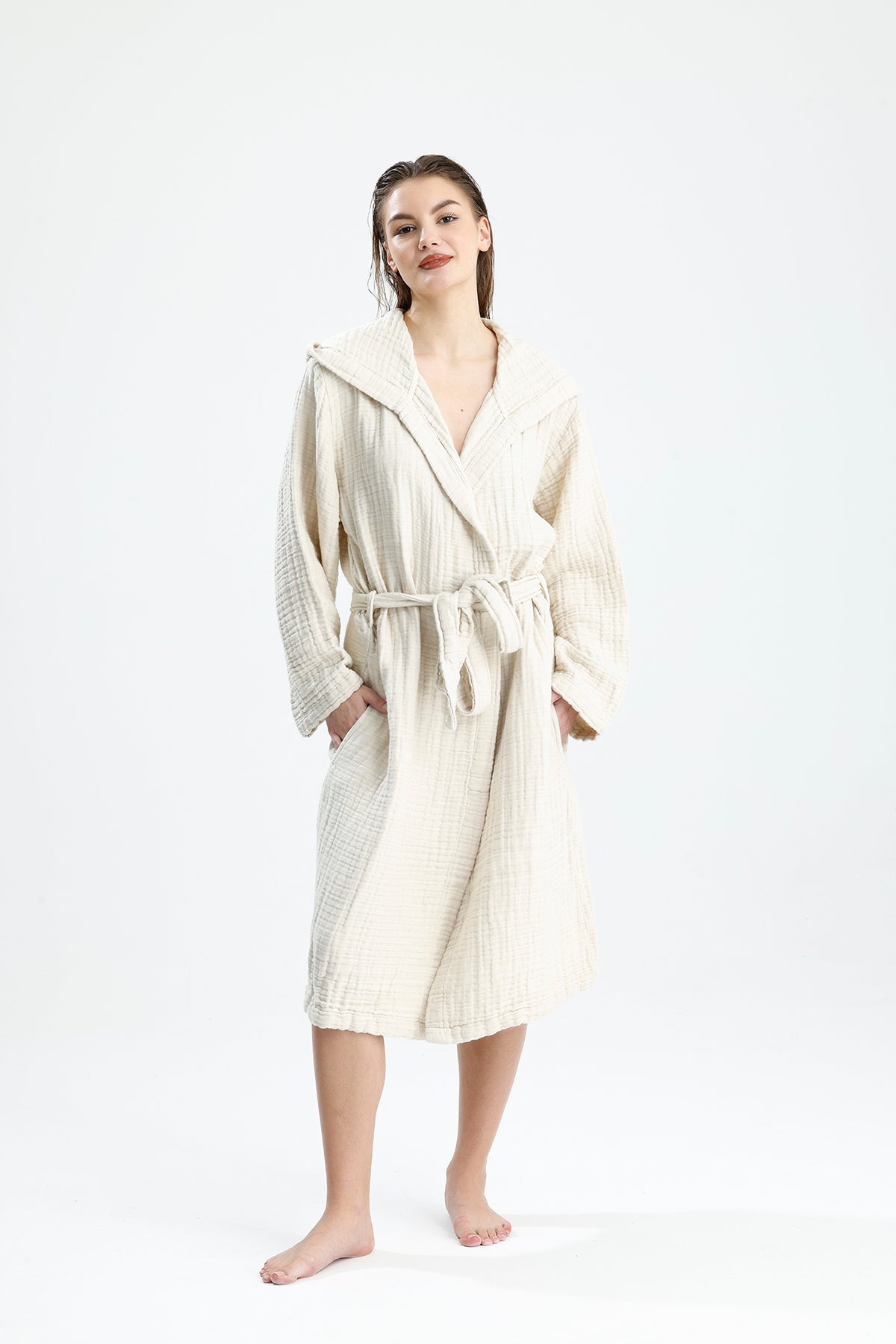 MUSLIN BEIGE BATHROBE image 0