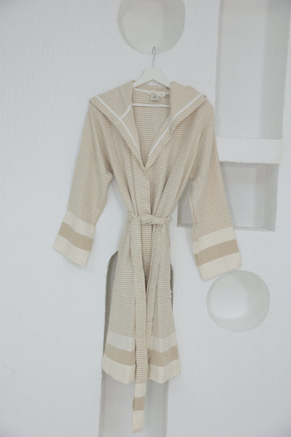 COTTON YELLOW&WHITE BATHROBE image 0