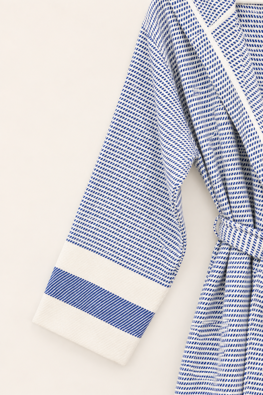 Cotton Navy Blue & White Bathrobe