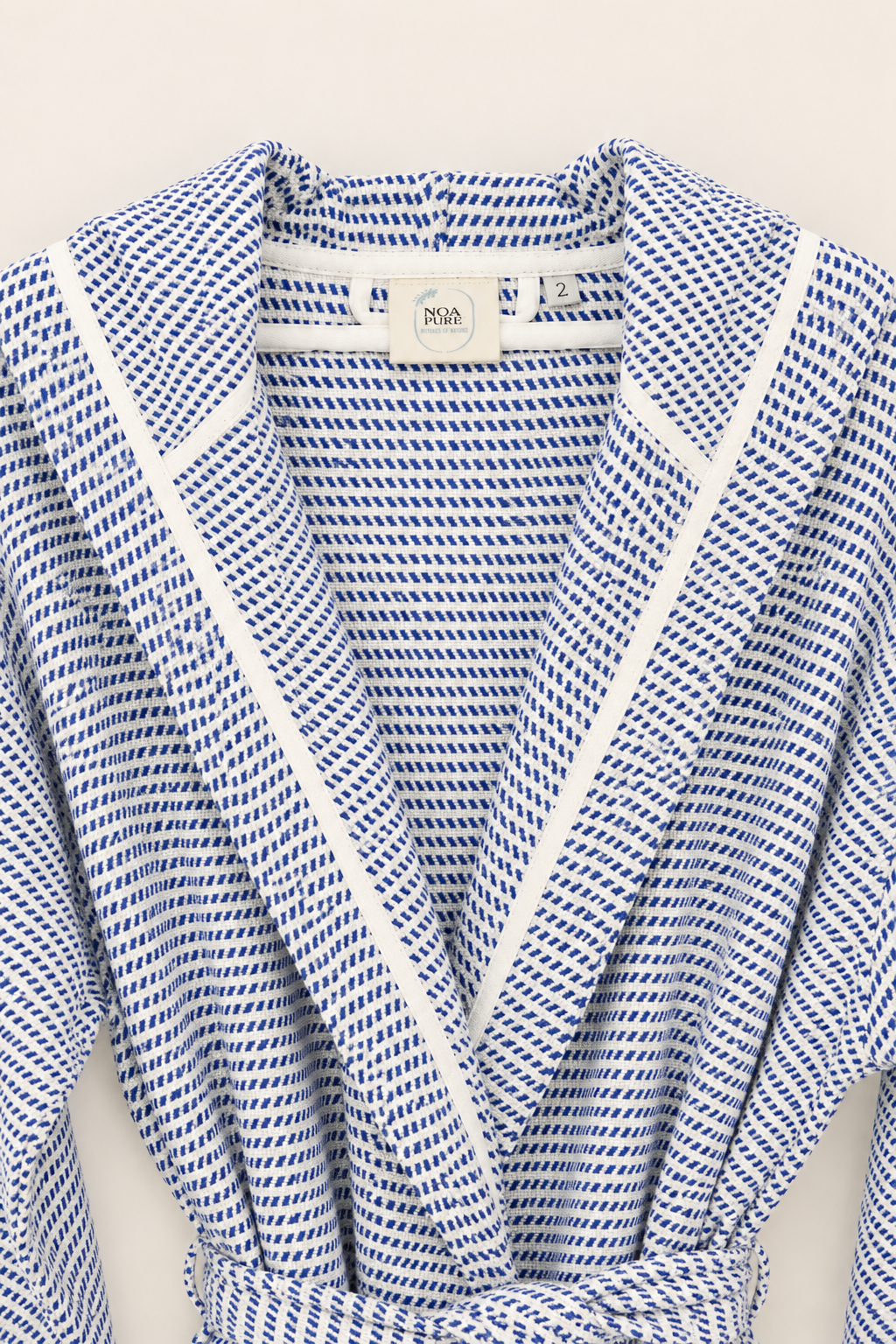 Cotton Navy Blue & White Bathrobe