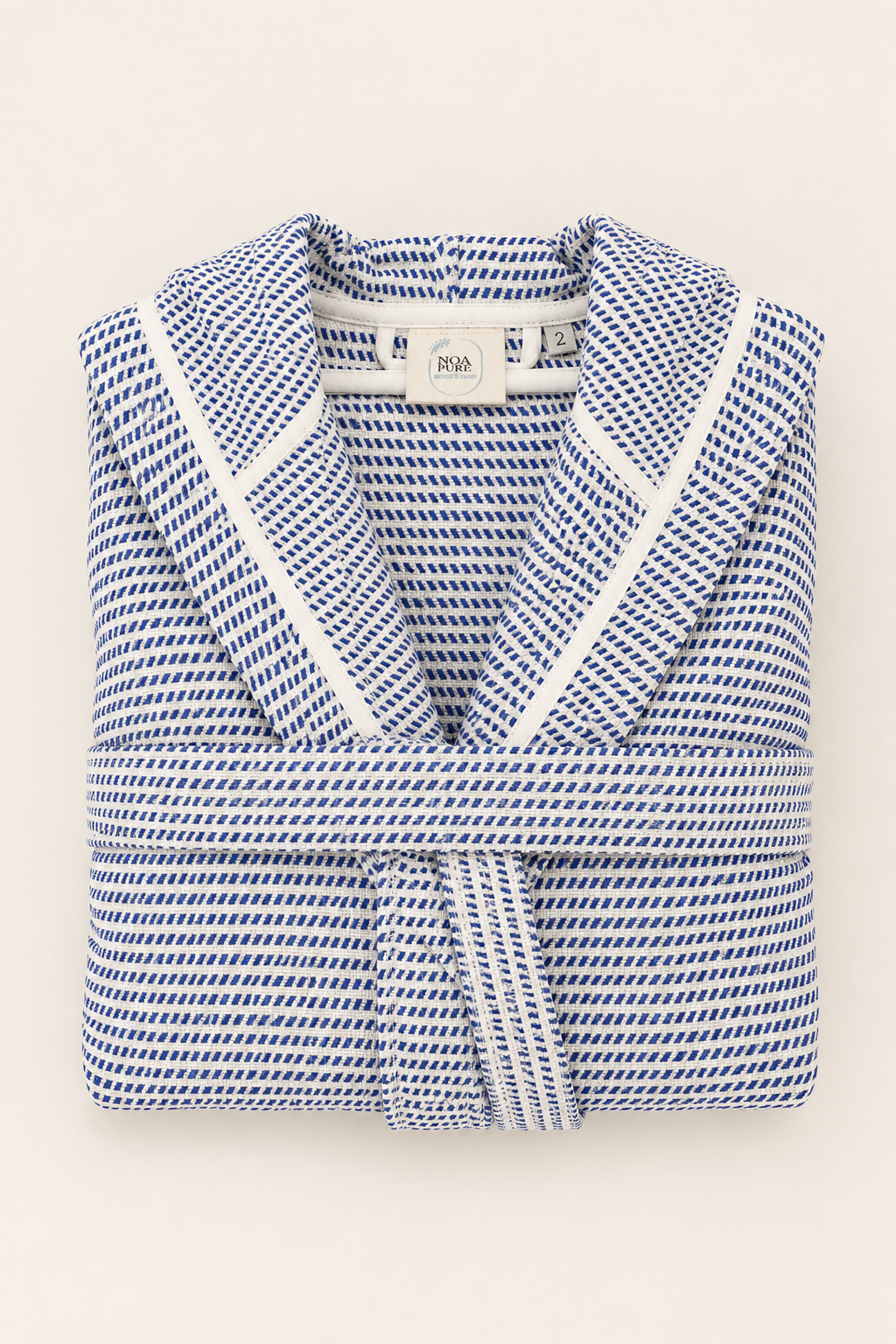 Cotton Navy Blue & White Bathrobe