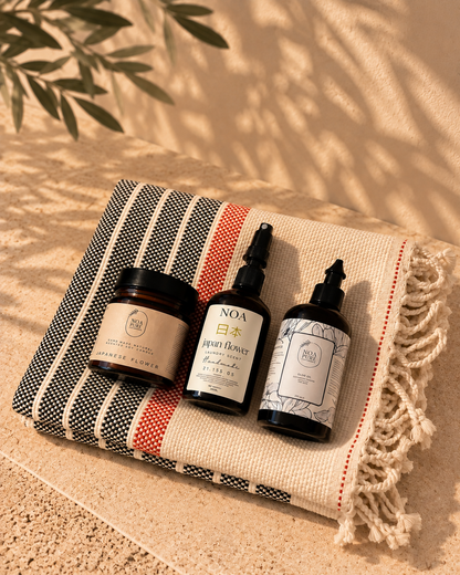 The Quiet Home Ritual – home and self-care gift set with candle, linen mist and Turkish cotton towel, view 2