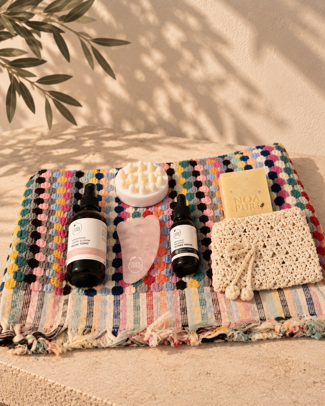 The Renewal Ritual – bath and skincare gift set with rose tonic, face oil, gua sha and soaps | NoaPure