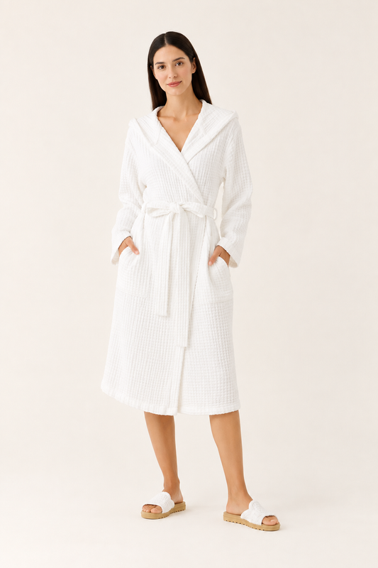 Waffle White Bathrobe