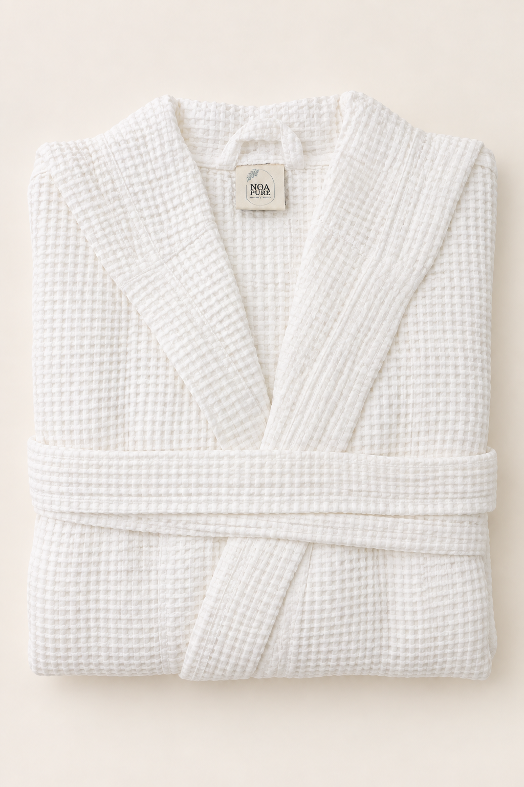Waffle White Bathrobe – lightweight 100% cotton waffle bathrobe, view 6