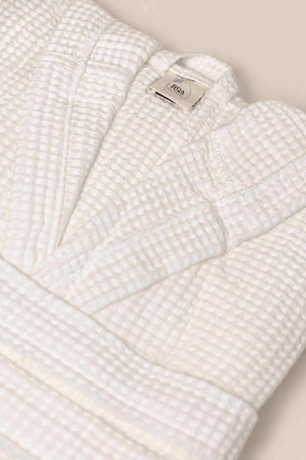 Waffle White Bathrobe – lightweight 100% cotton waffle bathrobe, view 7