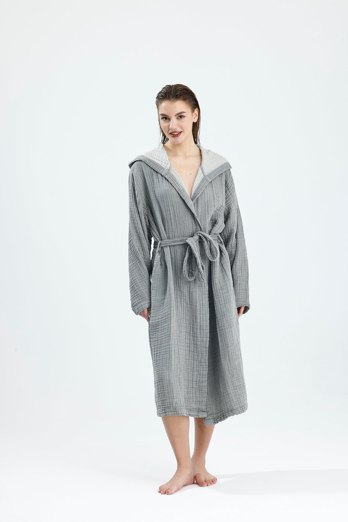 MUSLIN GRAY BATHROBE image 2