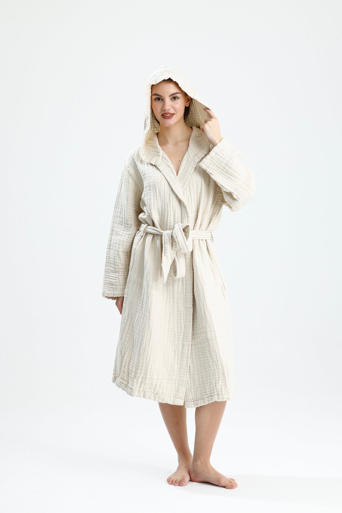 MUSLIN BEIGE BATHROBE image 3