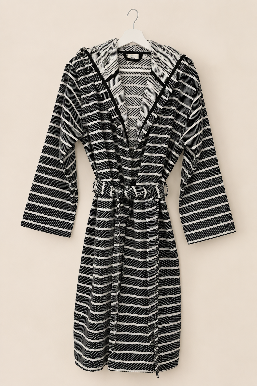 Cotton Black Striped Bathrobe