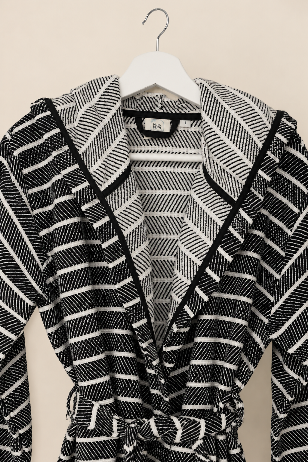 Cotton Black Striped Bathrobe
