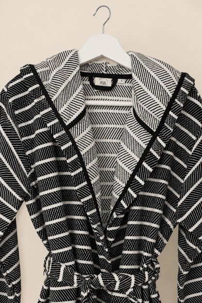 Cotton Black Striped Bathrobe