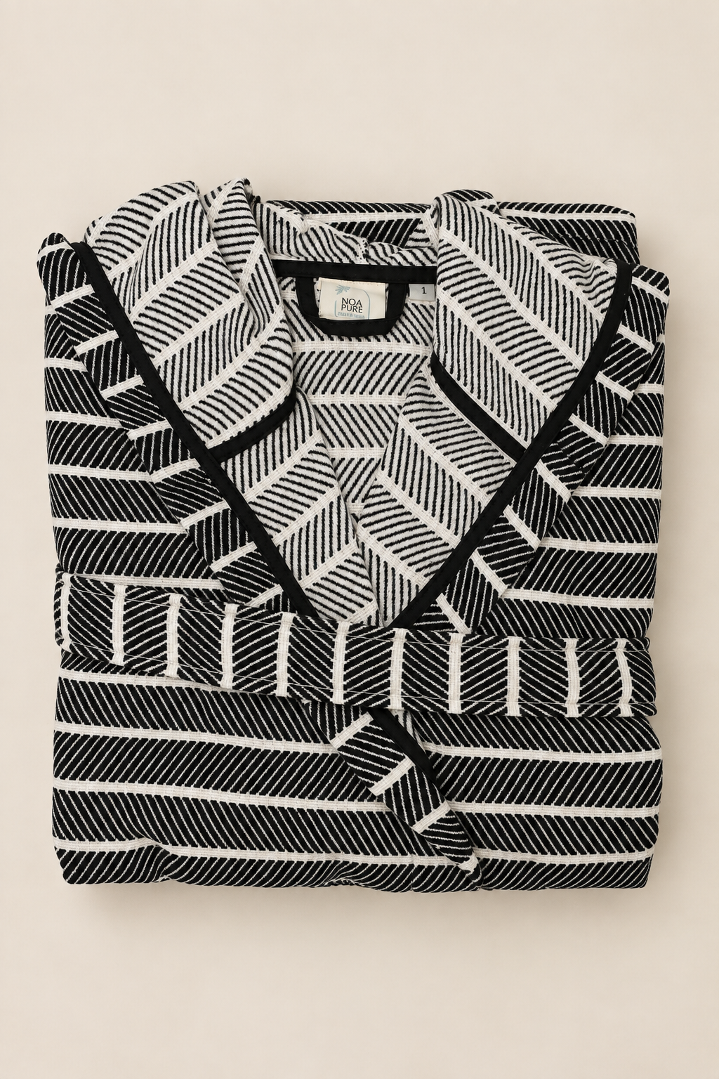Cotton Black Striped Bathrobe
