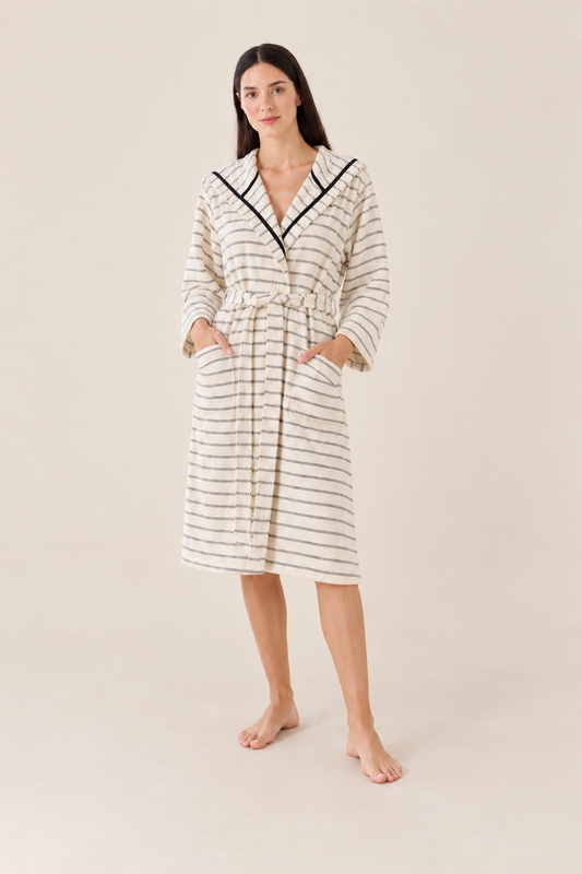 Cotton Black & White Bathrobe