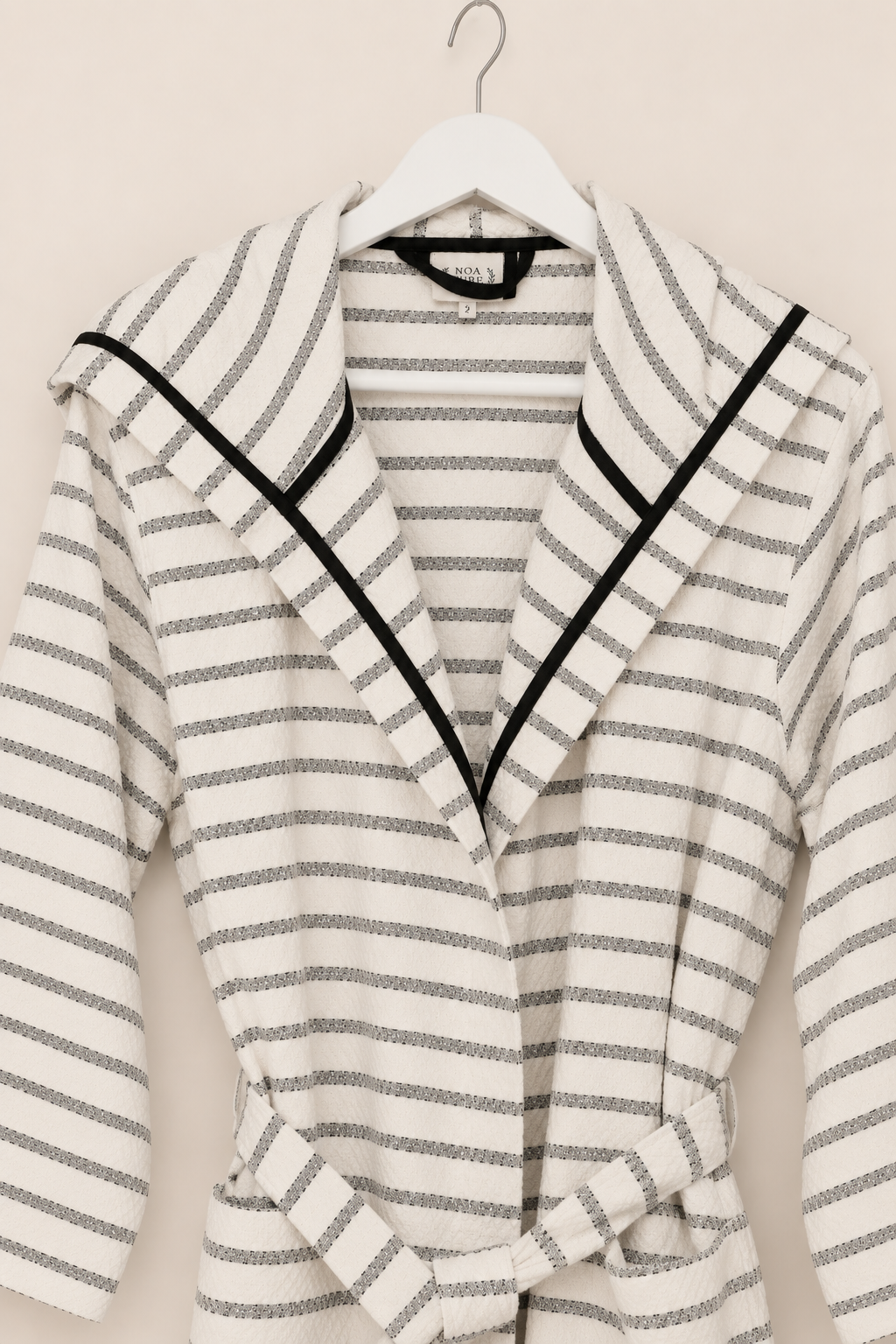 Cotton Black & White Bathrobe – bathrobe handmade from 100% Turkish cotton with natural dyes, view 4