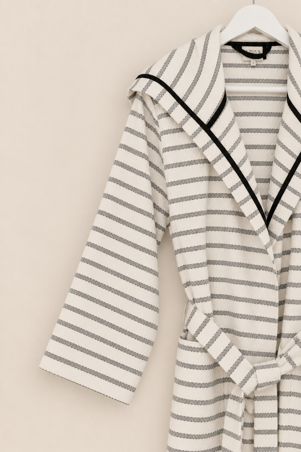 Cotton Black & White Bathrobe – bathrobe handmade from 100% Turkish cotton with natural dyes, view 5