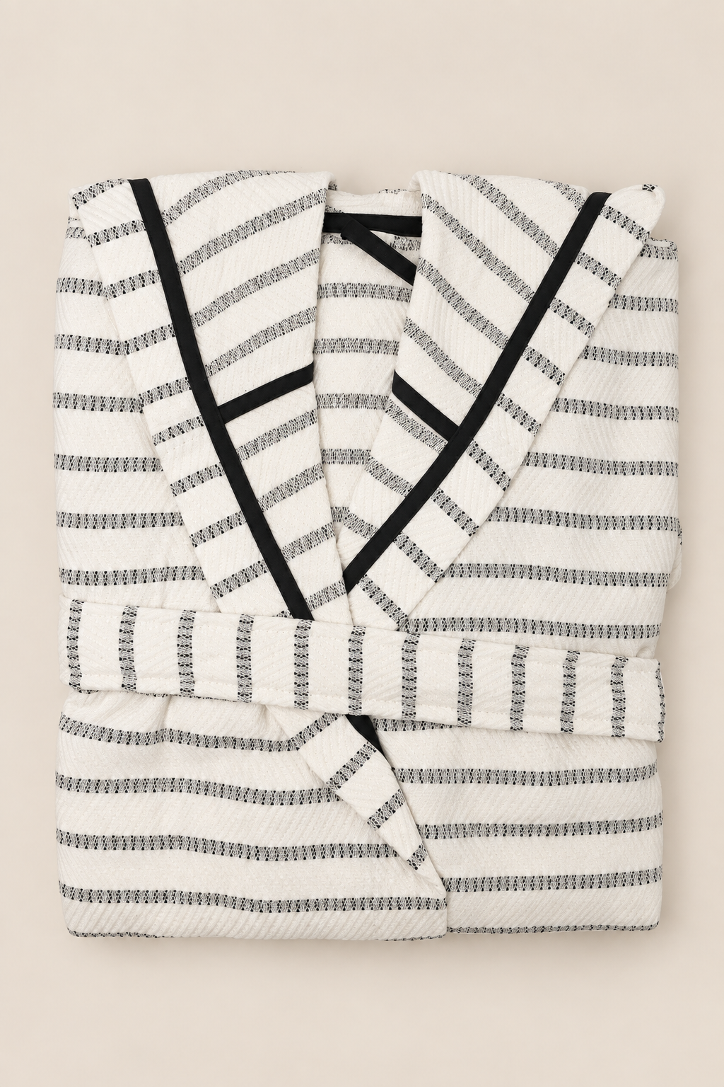 Cotton Black & White Bathrobe – bathrobe handmade from 100% Turkish cotton with natural dyes, view 6