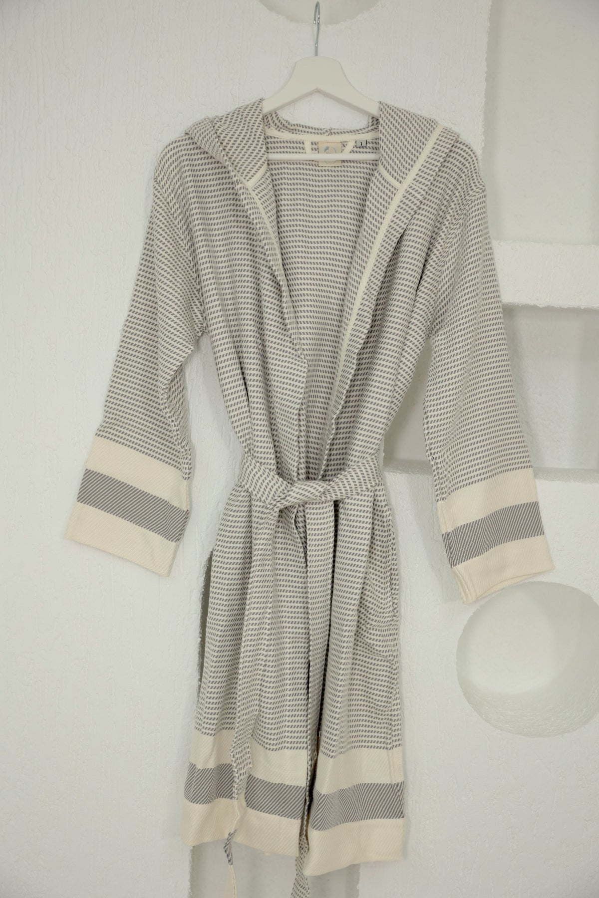 Cotton Gray & White Bathrobe