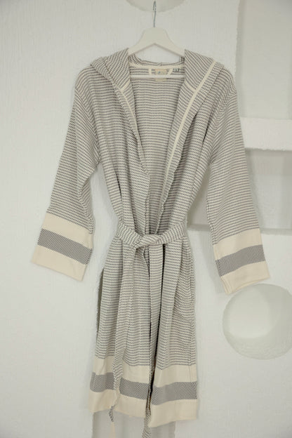 Cotton Gray & White Bathrobe