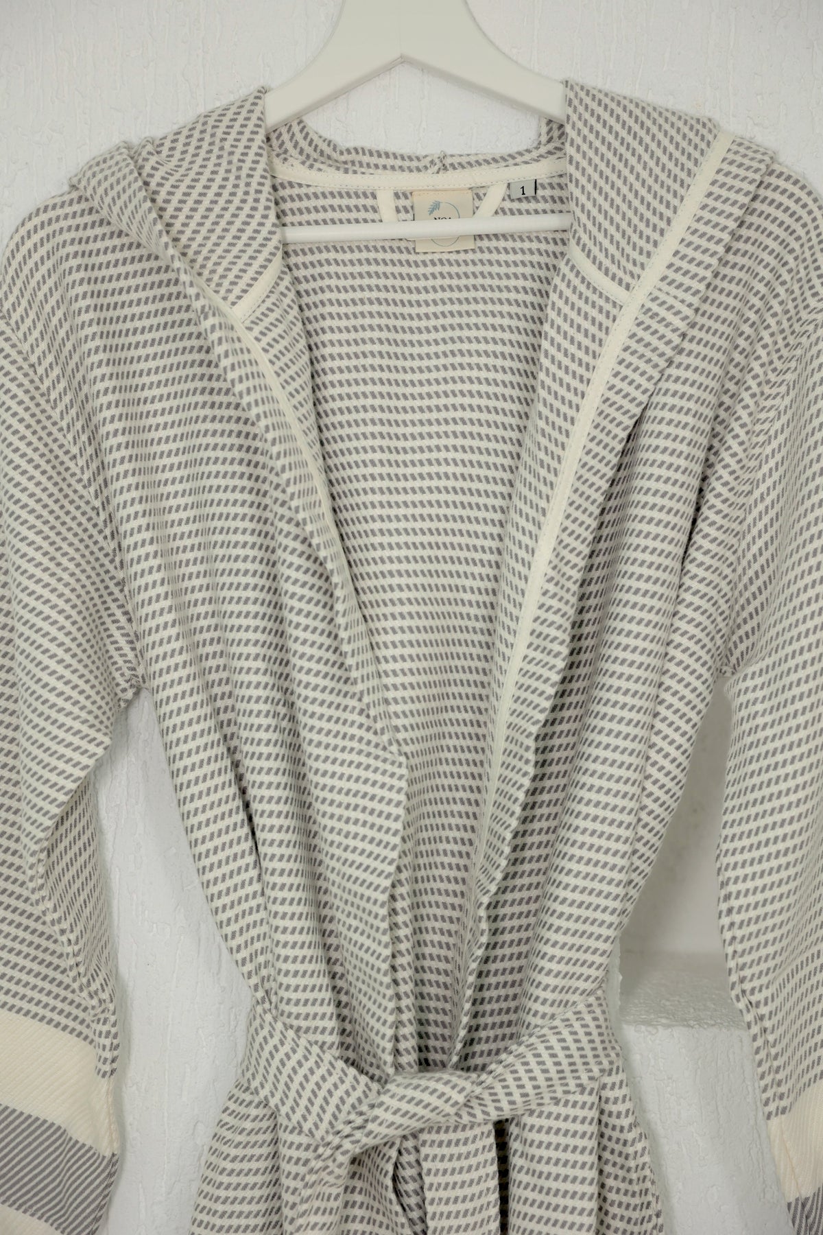 Cotton Gray & White Bathrobe