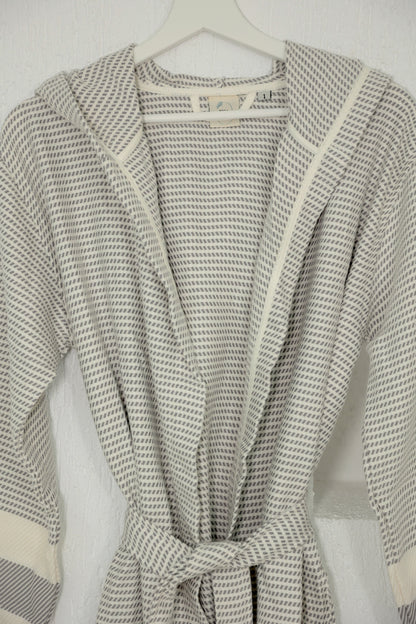 Cotton Gray & White Bathrobe