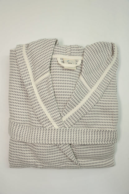 Cotton Gray & White Bathrobe