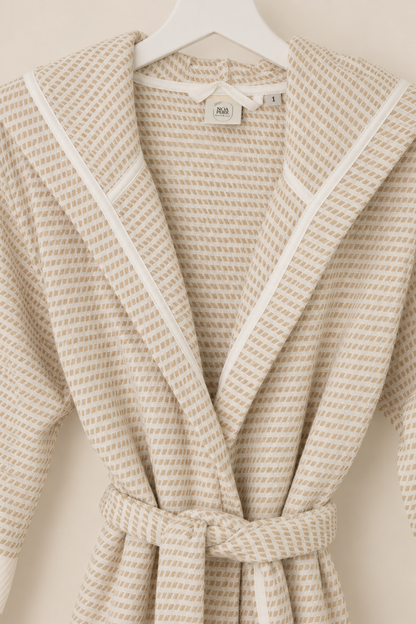 Cotton Yellow & White Bathrobe
