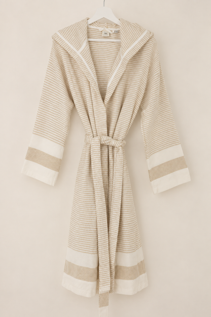 Cotton Yellow & White Bathrobe