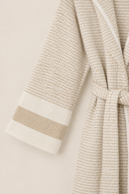 Cotton Yellow & White Bathrobe