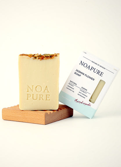 Jasmine Flower Soap Bar – handmade cold-process soap with jasmine flower and sweet almond oil | NoaPure
