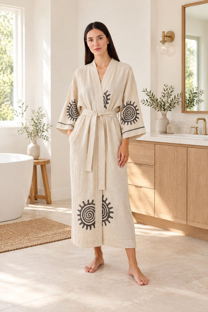 Lightweight Cotton Bathrobe – lightweight bathrobe handmade from 100% Turkish cotton with natural dyes, view 6