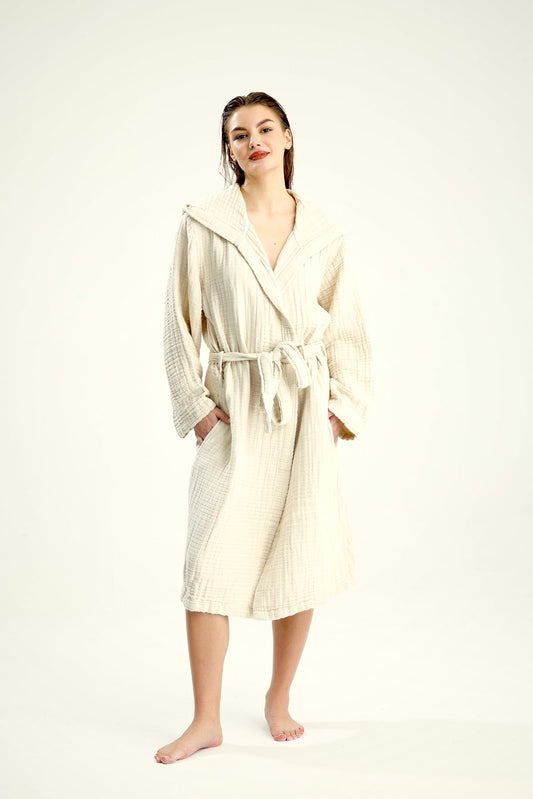 Muslin Beige Bathrobe