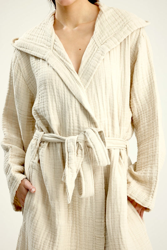 Muslin Beige Bathrobe