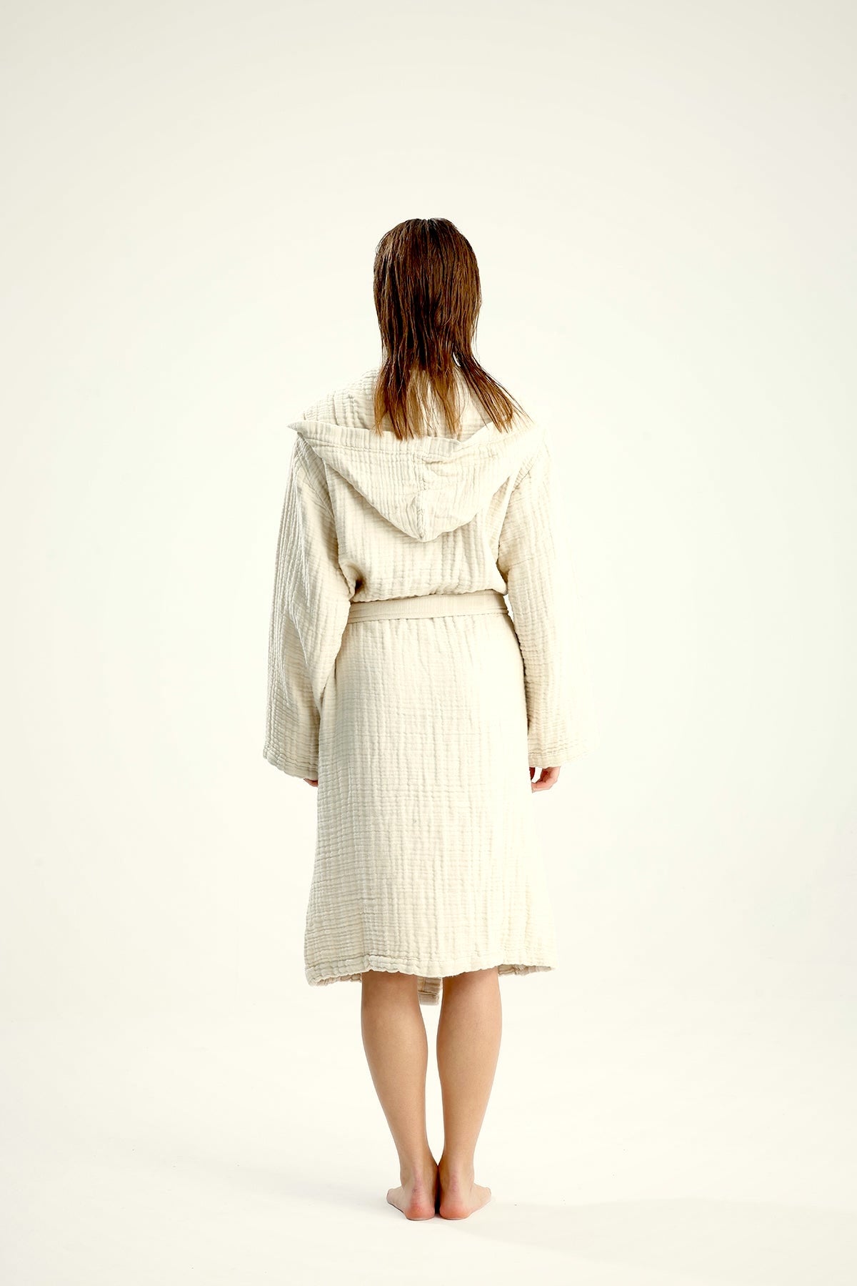 Muslin Beige Bathrobe – lightweight muslin cotton bathrobe, view 5